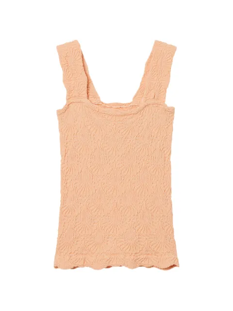 Free People floral-texture square-neck top Orange FT938