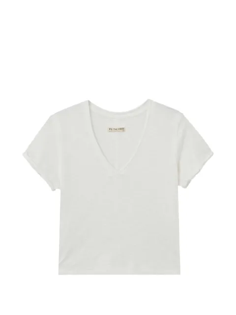 Free People V-neck slub-texture T-shirt White OB2268456