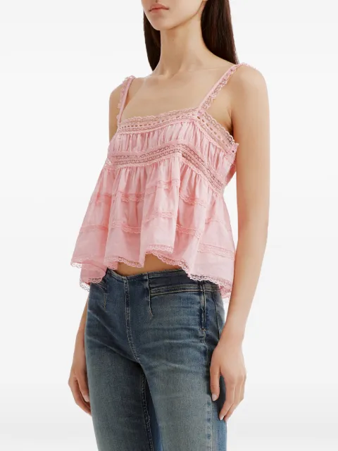 Free People lace-trim tiered camisole top Pink CMS13