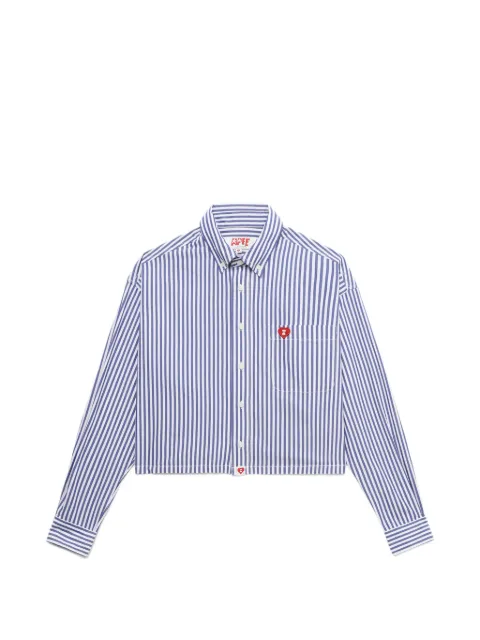 APEE™ by *A BATHING APE® heart-patch striped shirt Blue 00CSHL702302L