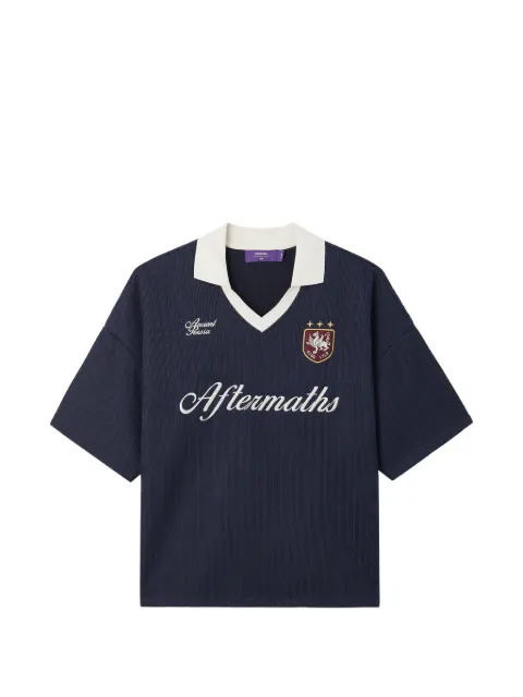 aftermaths logo-embroidered V-neck top Blue AFMPOM01490X