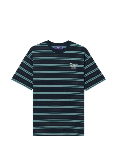 aftermaths striped logo-print T-shirt Blue AFMTEM01478X