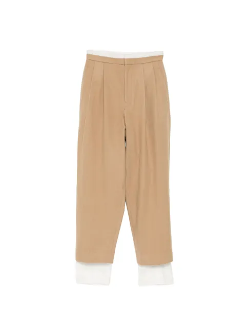 Y's wool layered trousers Brown YIP4431