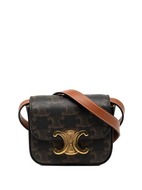 Celine Pre-Owned 2021 Mini Triomphe Coated Canvas Claude crossbody bag Brown EZ7KX782LM26NR6T