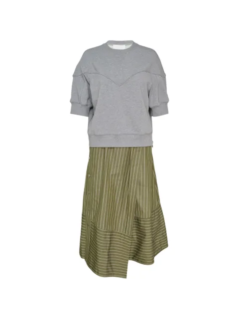 3.1 Phillip Lim striped-print layered-effect asymmetric dress Green P26191130TFT