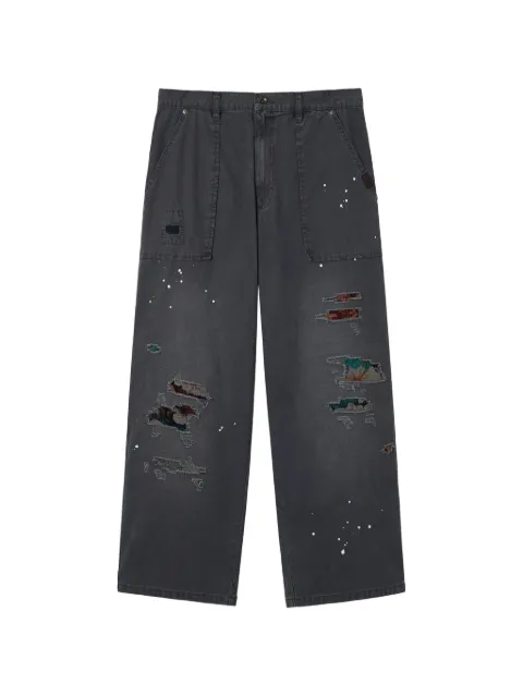 aftermaths paint-splatter distressed-effect jeans Grey AFMPTM01422X