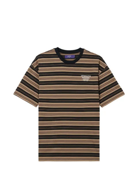 aftermaths striped logo-print T-shirt Neutrals AFMTEM01478X