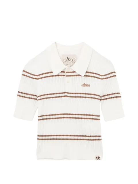 APEE™ by *A BATHING APE® striped ribbed-knit polo top White 00CKNM202309L