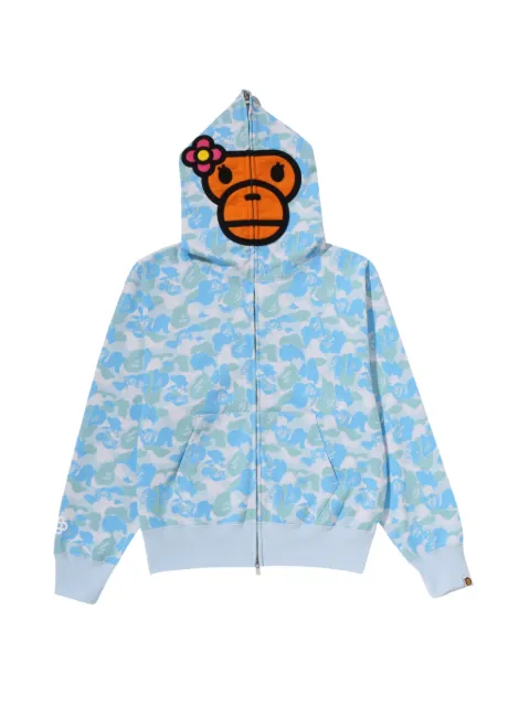 A BATHING APE® full zip camouflage-print hoodie Blue 002ZPM202301L