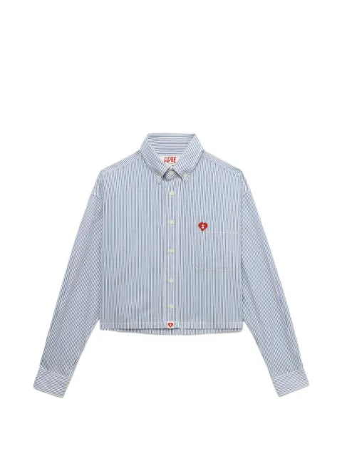 APEE™ by *A BATHING APE® heart-patch striped shirt Blue 00CSHL702308L