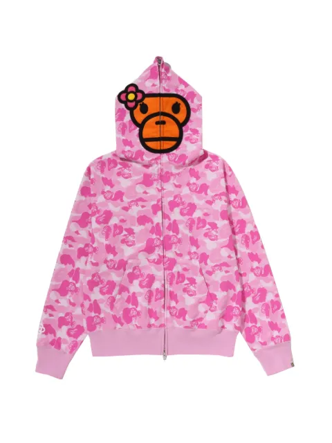 A BATHING APE® full-zip camouflage-print hoodie Pink 002ZPM202301L