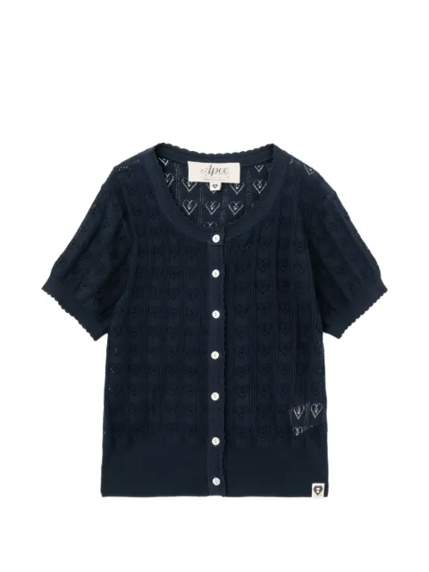 APEE™ by *A BATHING APE® heart-pointelle cardigan Blue 0PXCDW3801SSJ
