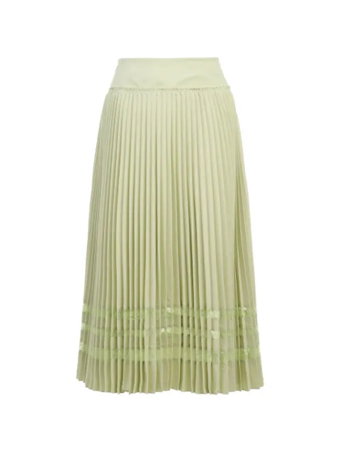 3.1 Phillip Lim pleated lace-insert midi skirt Green P26136254DDP
