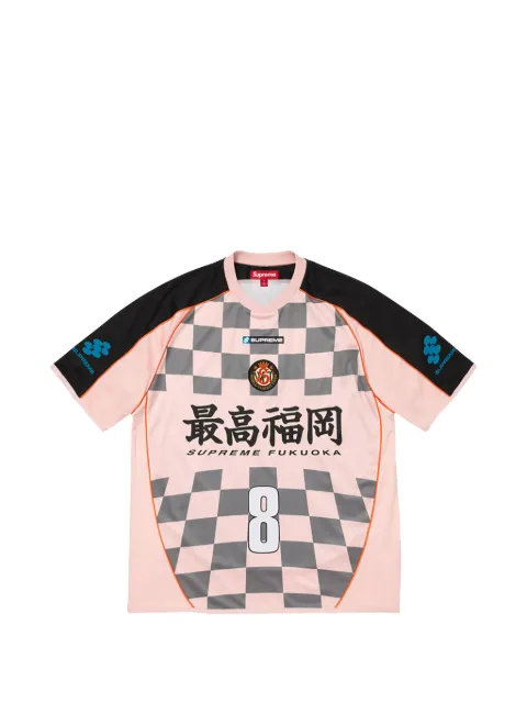 Supreme Checkerboard Soccer logo-patch T-shirt Pink SU27981