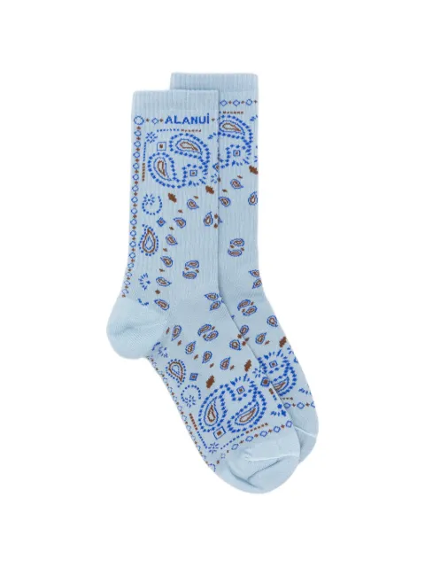 Alanui paisley-pattern socks Blue LWRA007E26KNI0014284