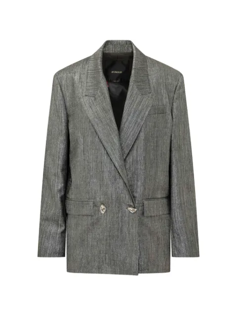PINKO double-breasted Cayman jacket in metal wool with jewel buttons Grey 107421A3G4