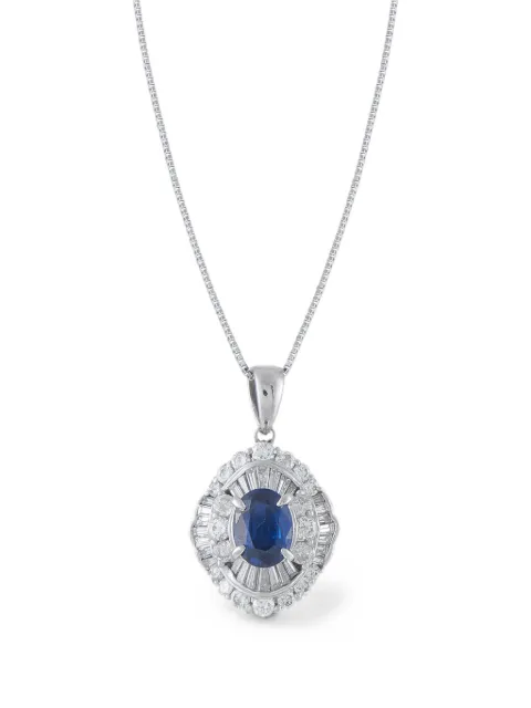 LB Exclusive double-halo sapphire and diamond necklace Silver MF03062326