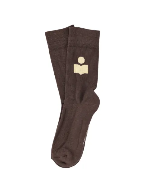 ISABEL MARANT logo-intarsia socks Brown 23PCT001JHAA1C03J
