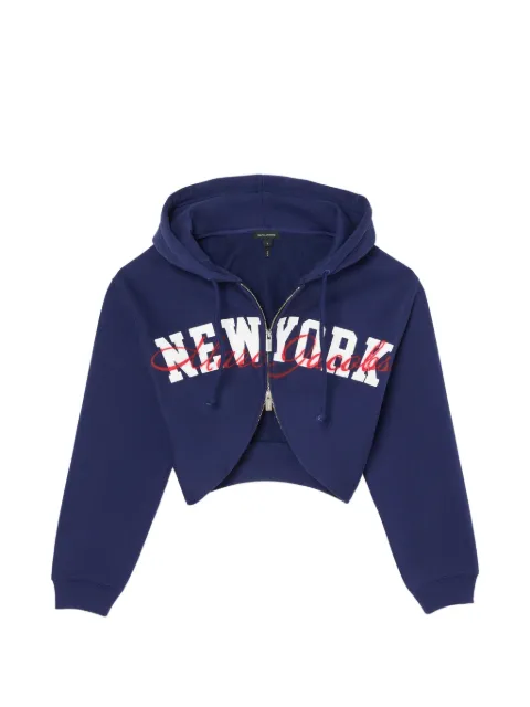 Marc Jacobs Canal st cropped logo-print hoodie Blue 2F6RTP066C12410