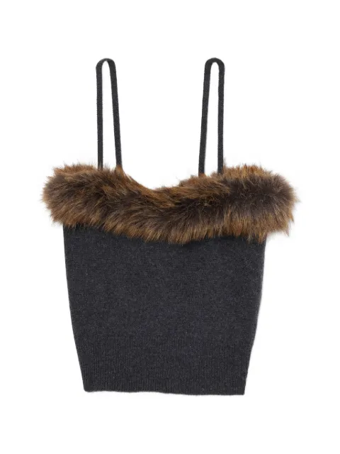 Marc Jacobs faux fur-trimmed tank top Grey 2F6RTP001K02025