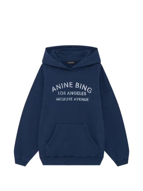 ANINE BING Harvey logo-detail hoodie Blue A0812697