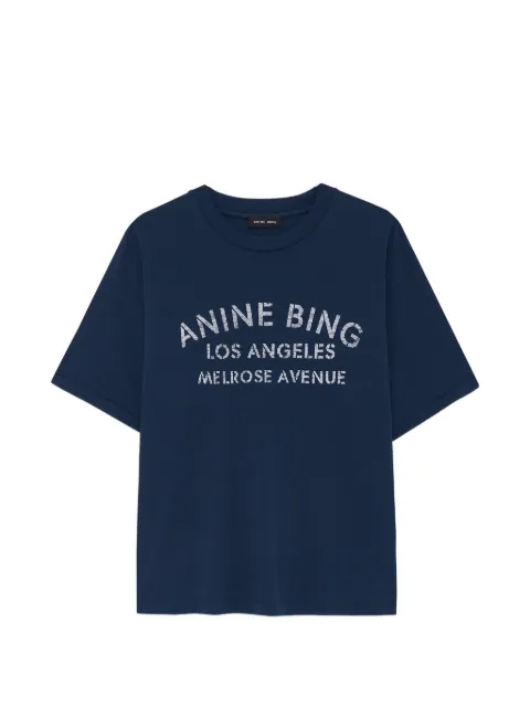 ANINE BING Cade logo-detail short-sleeve T-shirt Blue A0812930