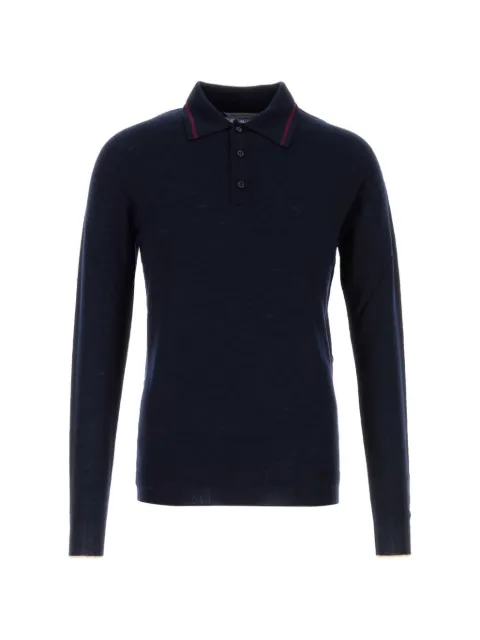 Balenciaga contrast-trim wool polo shirt Blue 875653T1784