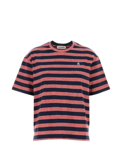 Jil Sander logo-embroidered striped T-shirt Blue J02GC0150J20389