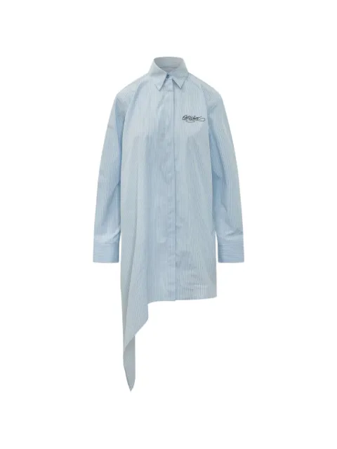 Off-White asymmetric striped shirt midi dress Blue 2FU00398TW489