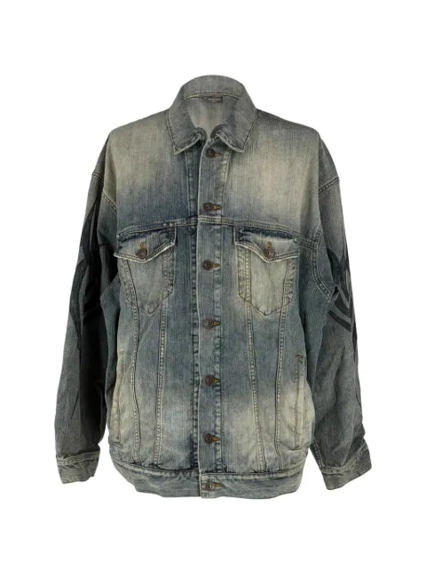 Balenciaga Pre-Owned graphic-print denim jacket Blue BAPUGBCL758066M