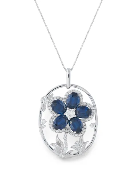 LB Exclusive sapphire and diamond flower-pendant necklace Silver MF21062226