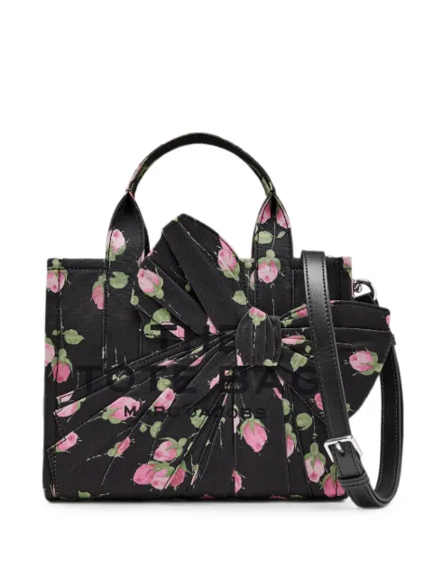 Marc Jacobs small tote bag in floral canvas with oversized bow Black 2F6HTT041H02002