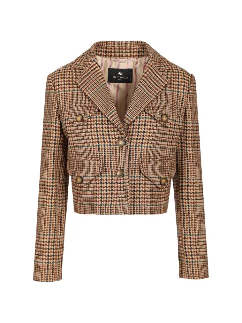 ETRO houndstooth-pattern cropped blazer Neutrals WRCA012999TQ218
