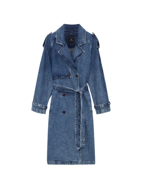 ANINE BING Rickie double-breasted belted denim coat Blue A0112917WHD94WASHEDBLUE