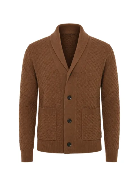 Paolo Pecora shawl-collar waffle-knit cardigan Brown 24IC1M0A064F0022262