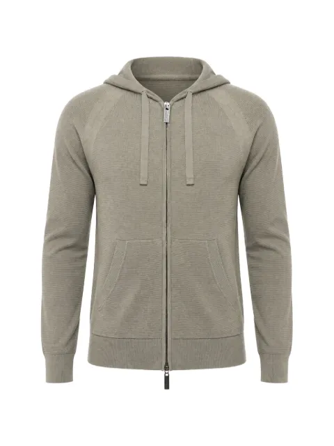 Paolo Pecora zip-up knit hoodie Green 24IC1M0A023F0011193