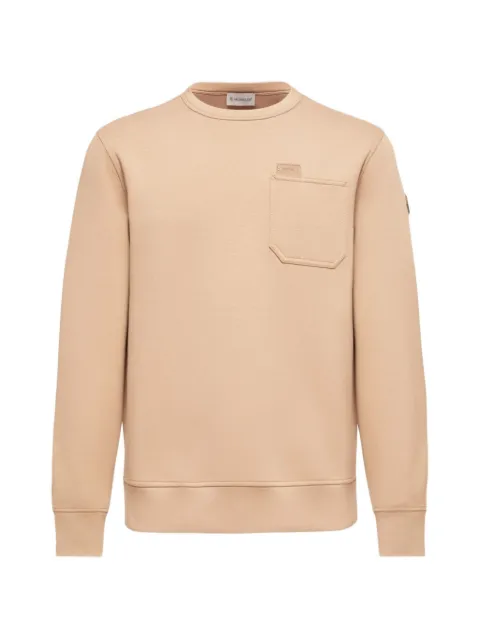 Moncler logo-patch pocket sweatshirt Neutrals L20918G0002489BGS