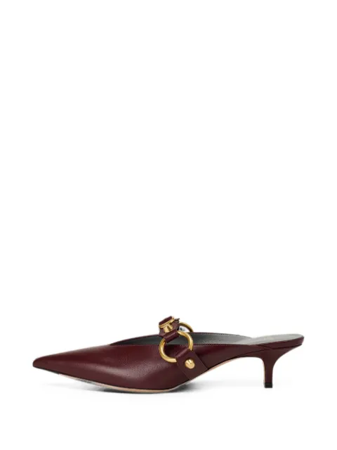 Balenciaga City buckle-strap embellished leather heeled mules Red A000GQWCIB1