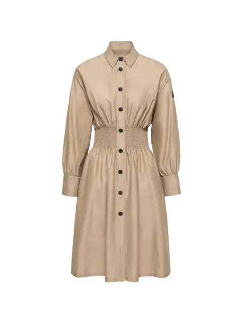 Moncler shirred-waist midi shirt dress Neutrals L20932G000115977X
