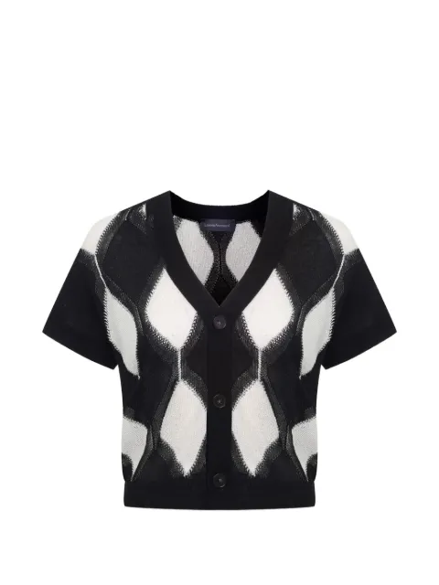 Lorena Antoniazzi argyle-knit short-sleeve cardigan Black E26120CM56A3049