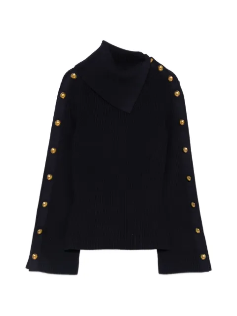 Elisabetta Franchi button-embellished ribbed-knit sweater Blue MK03S66E2