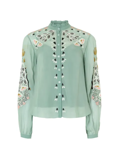 Temperley London Rosalba embroidered shirt Green 26AROS55155