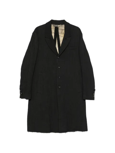 Masnada herringbone-pattern buttoned coat Black M3740