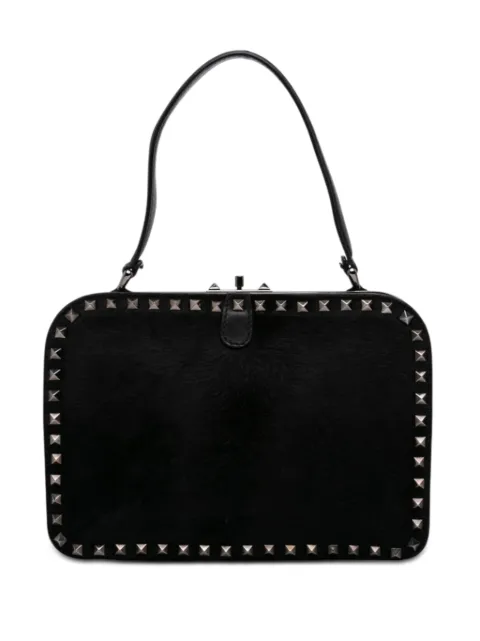 Valentino Garavani Pre-Owned 2018-2026 Pony Hair Rockstud Top Handle Bag handbag Black UCB4KMY7WYAB8W09