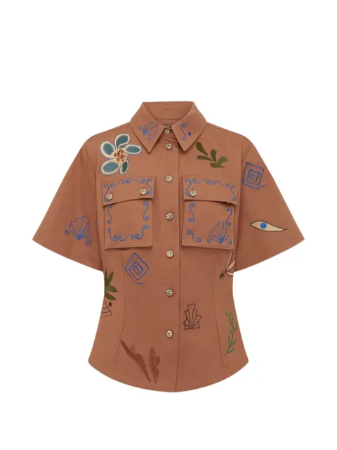 ALEMAIS dusty-embroidered fitted shirt Brown 6311T