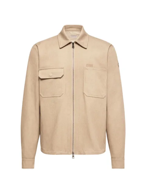 Moncler zip-up chest-pocket shirt jacket Neutrals L20912F00017599PF