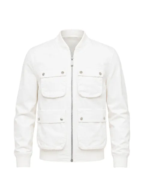 DSQUARED2 distressed utility-pockets cotton bomber jacket White S71AN0522S41794