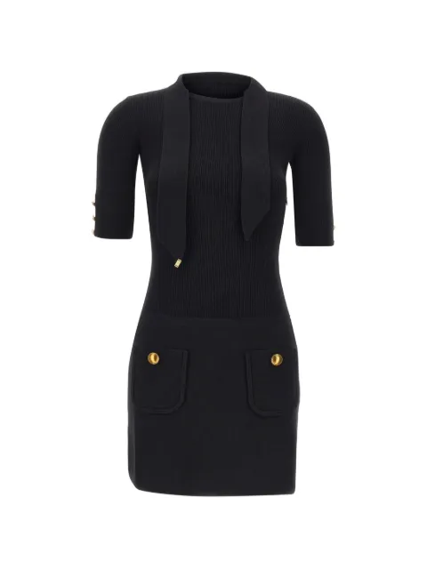 Elisabetta Franchi button-detail tie-neck dress Black AM04S66E2