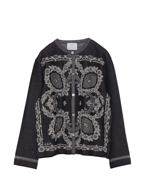 Antipast floral-intarsia cardigan Grey SO311