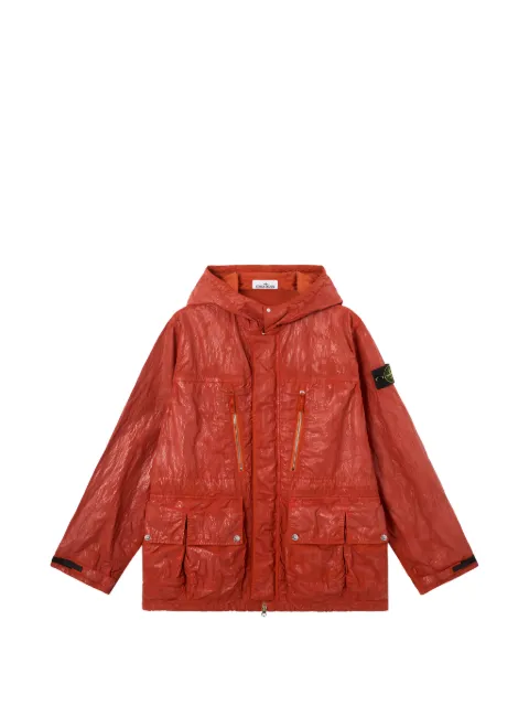 Stone Island logo-patch hooded jacket Orange L2S15Q100027S0459
